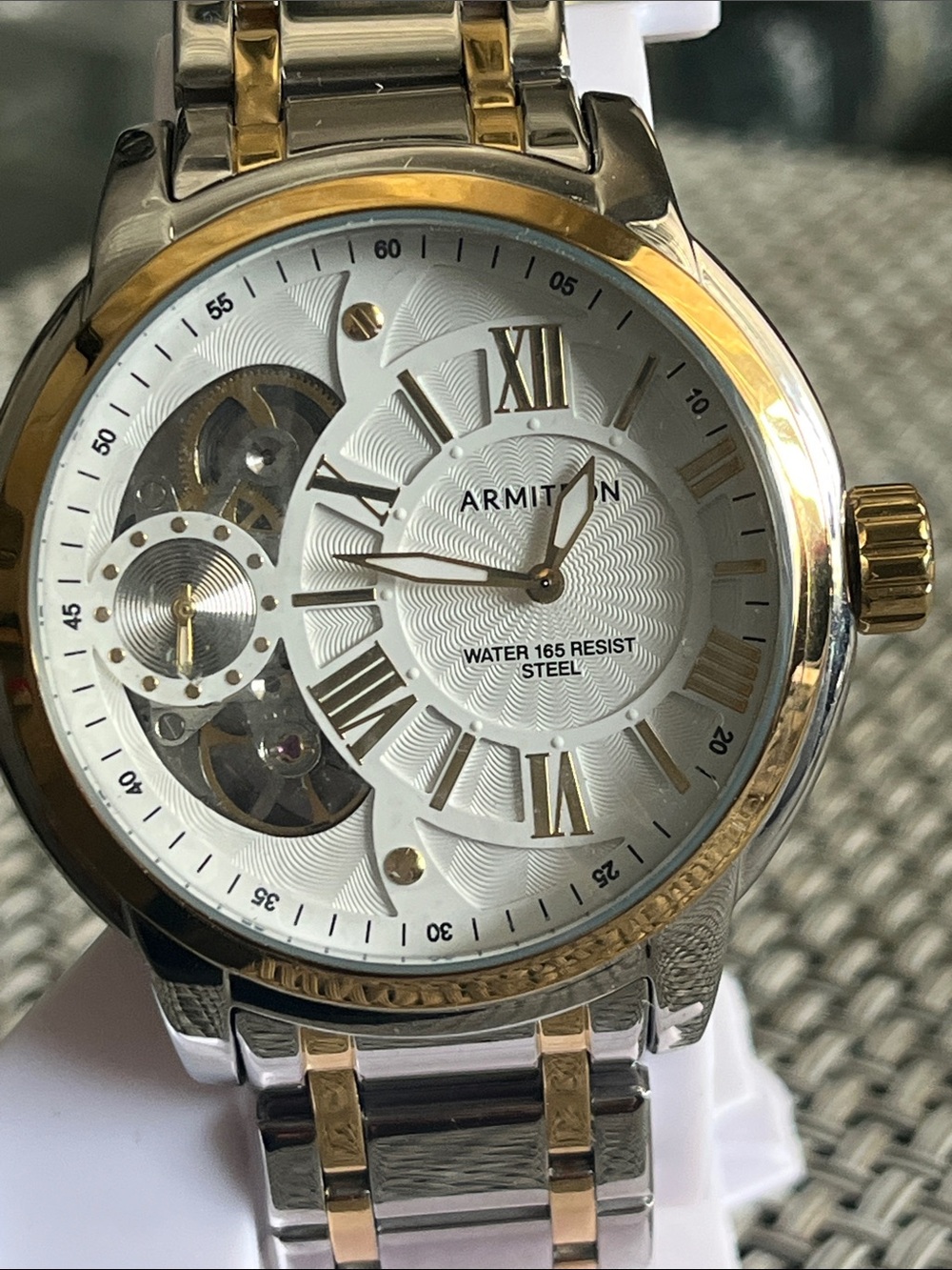 Armitron Two-Tone Silver and Gold Open-Heart Dress Watch